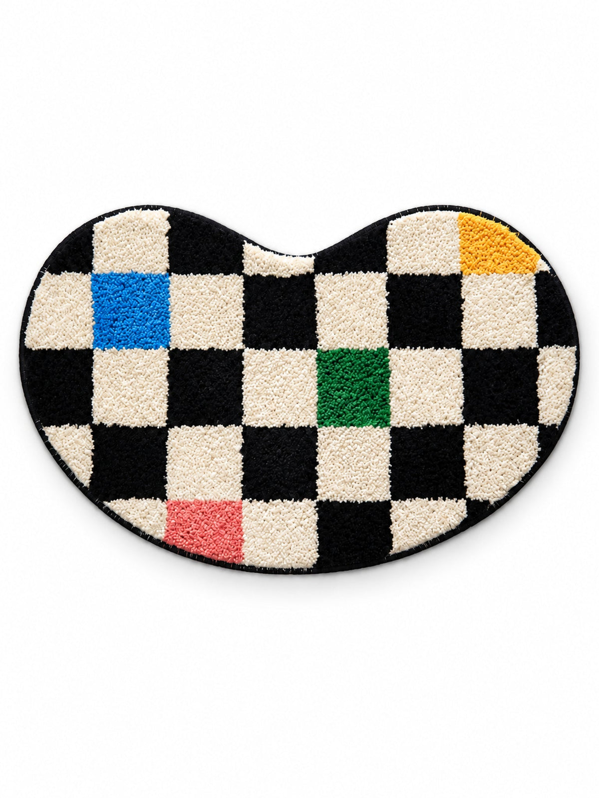 Color Pop Wavy Checkerboard Bath Mat on a white background