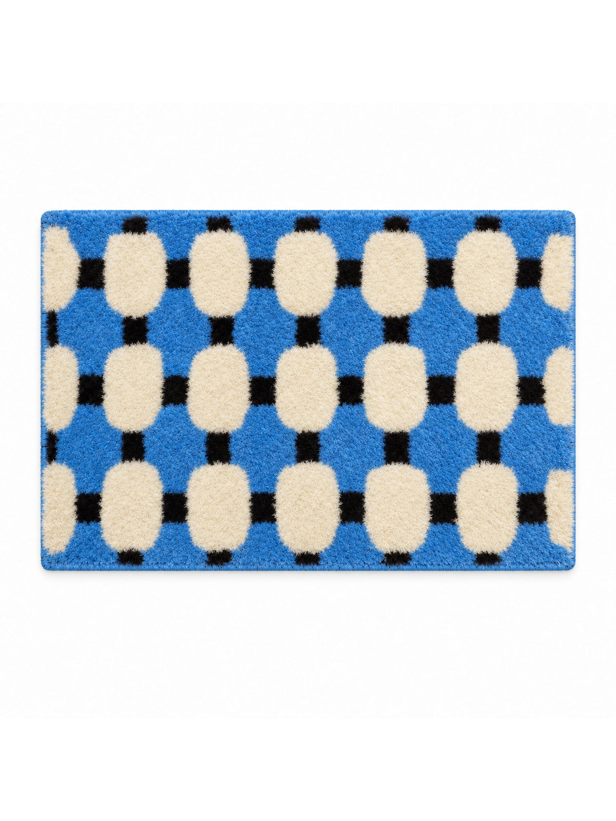 Coastal Blue Basketweave Pattern Bath Mat on a white background