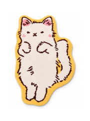 Long Cat Shaped Bath Mat - Ivory on a white background