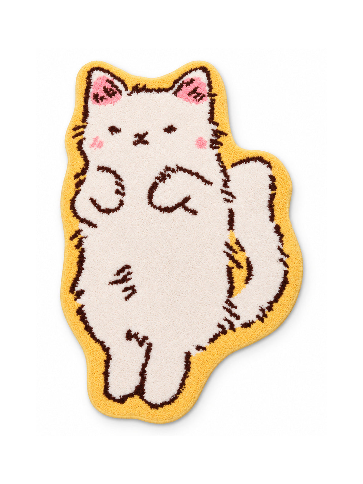 Long Cat Shaped Bath Mat - Ivory on a white background