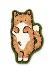 Cozy Tabby Cat Shaped Bath Mat on a white background
