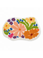 Spring Meadow Colorful Floral Bath Mat on a white background