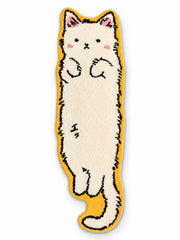 Long Cat Shaped Runner Rug - Ivory on a white background
