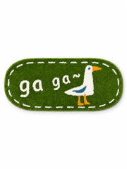 Goose Talk Green Oval Bath Mat & Runner Rug on a white background