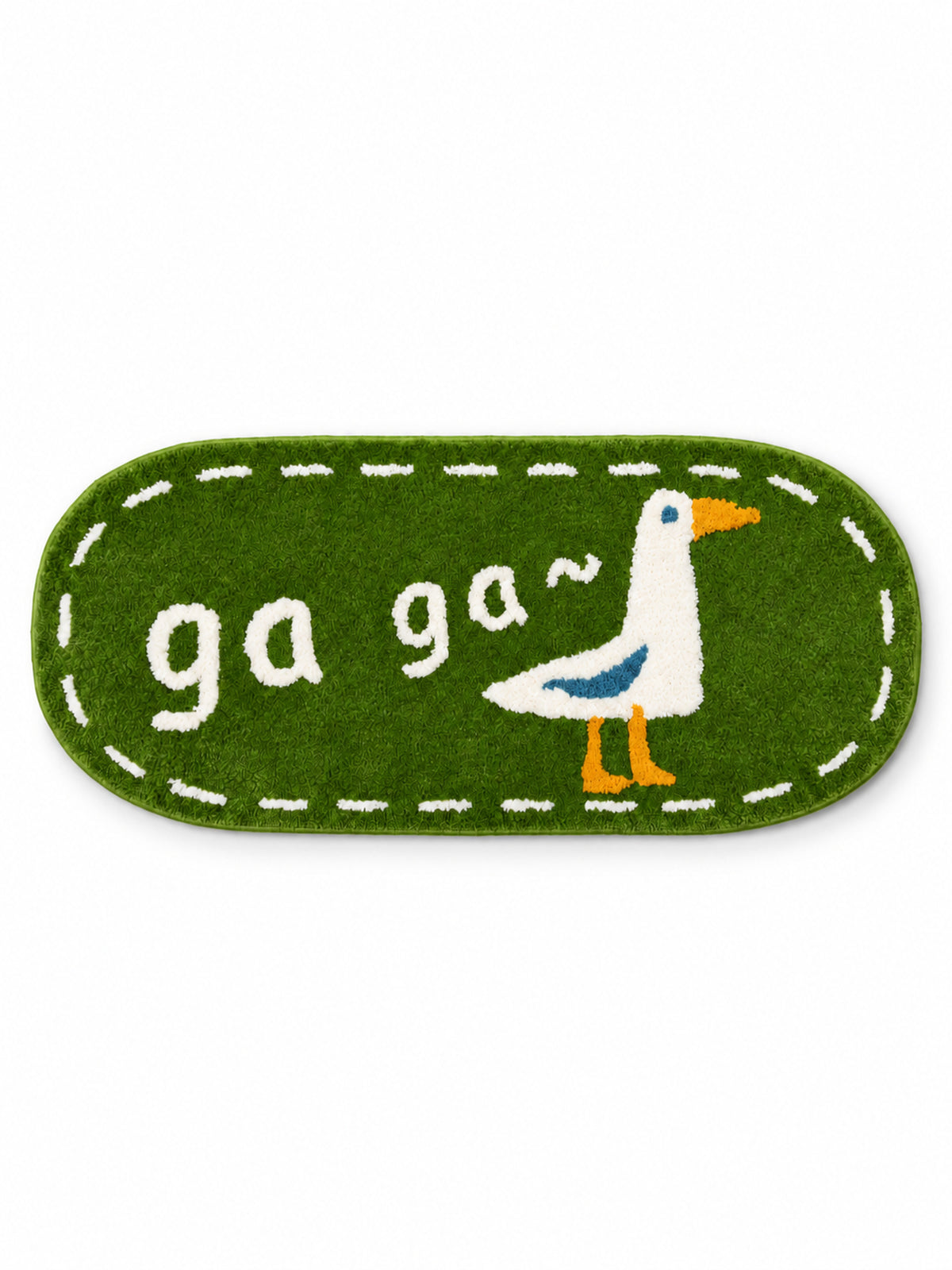Goose Talk Green Oval Bath Mat & Runner Rug on a white background