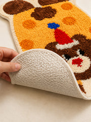 Close-up of the TPE backing of Party Bear Polka-Dot Bath Mat