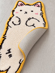 Close-up of the TPE backing of Long Cat Shaped Runner Rug - Ivory