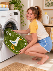 Goose Talk Green Oval Bath Mat — Care scene