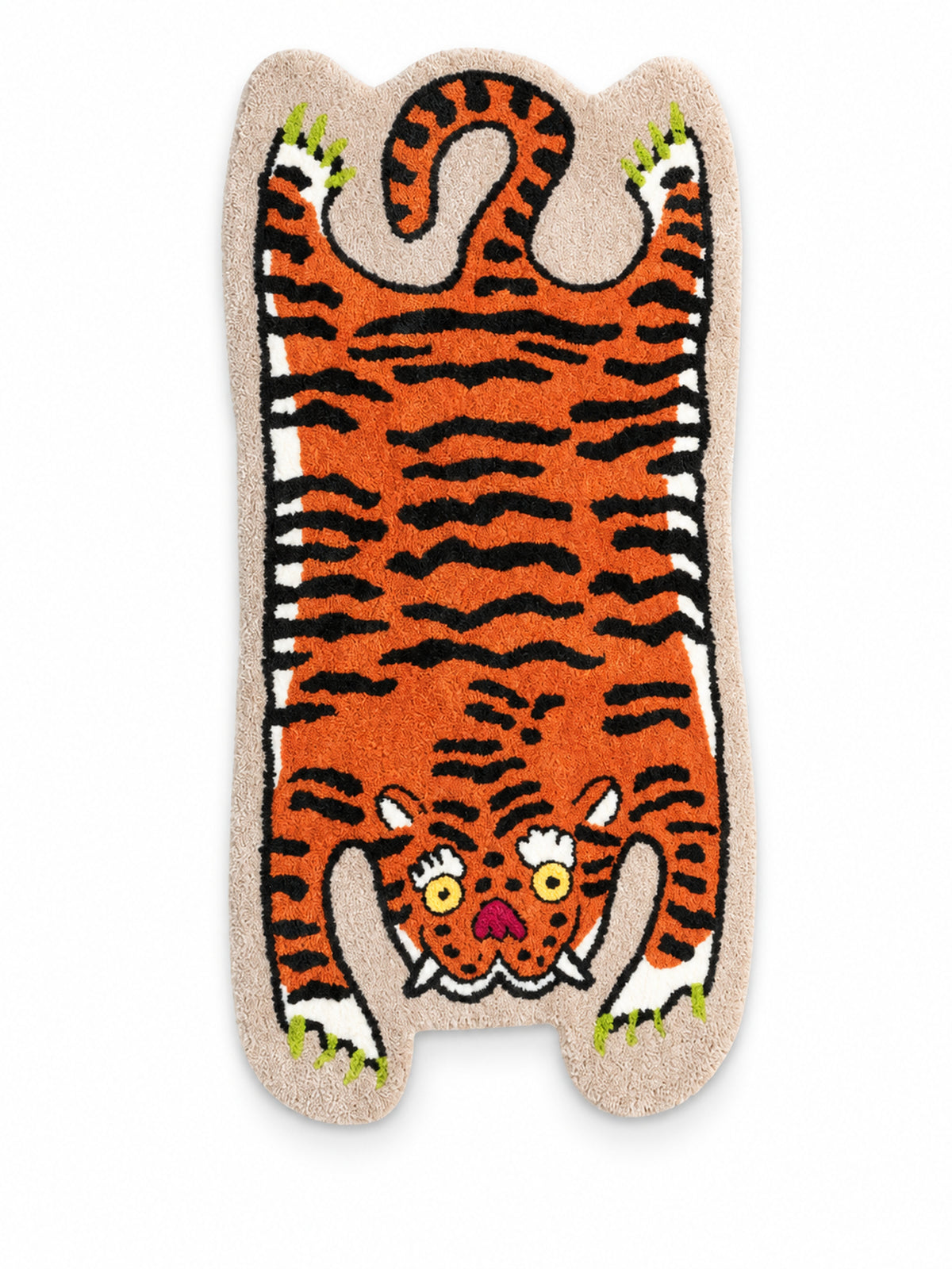 Resting Tiger Shaped Bath Mat on a white background