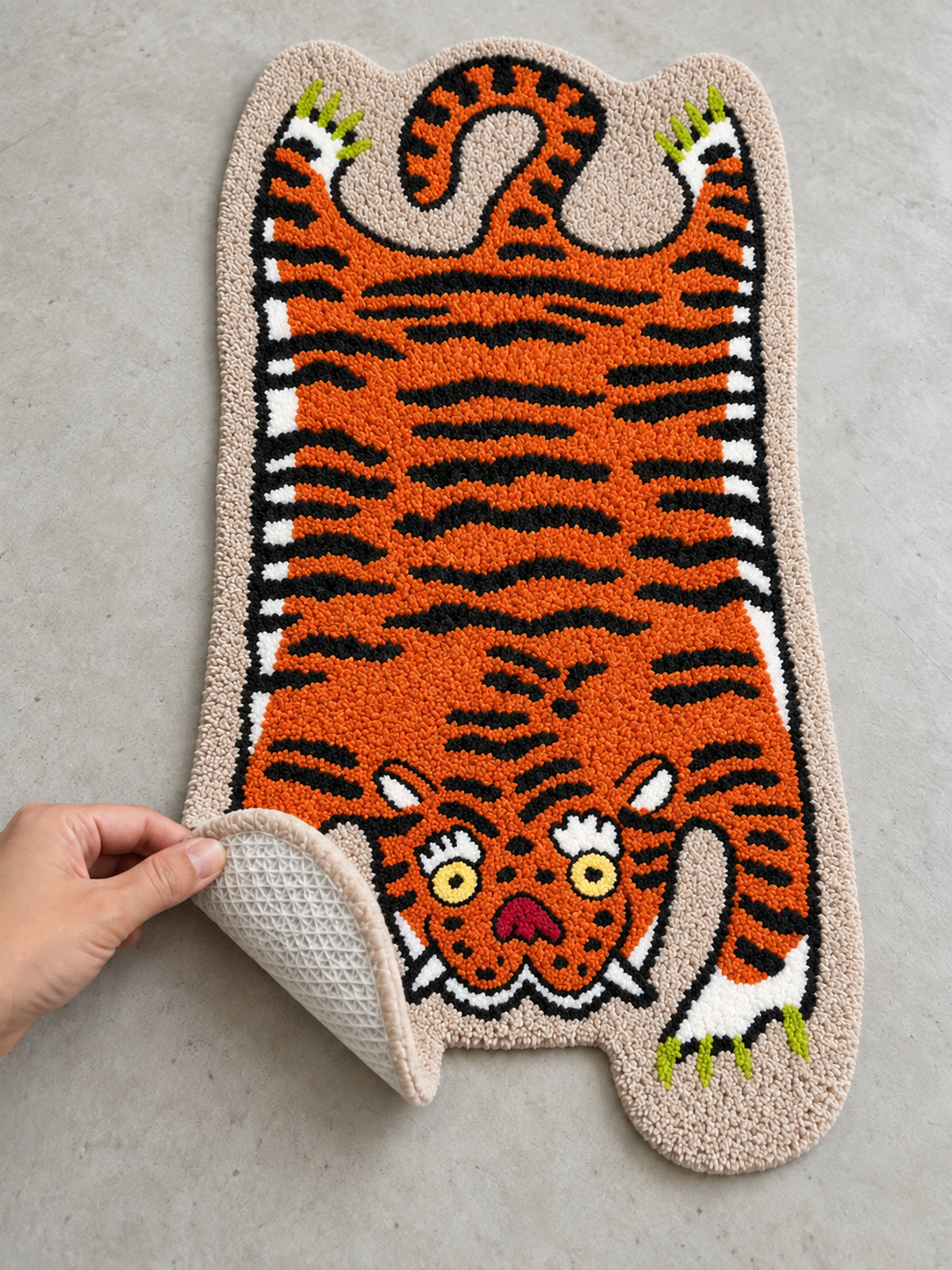 Resting Tiger Shaped Bath Mat — Textured backing