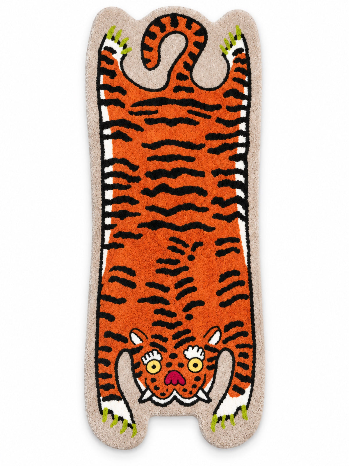Resting Tiger Shaped Bath Mat, 60 × 120 cm, on a white background