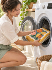Garden Bloom Wavy Border Bath Mat — machine wash