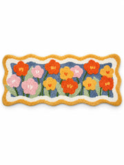 Garden Bloom Wavy Border Bath Mat — white main