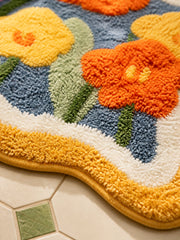 Garden Bloom Wavy Border Bath Mat — surface detail