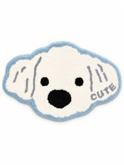Snowy Puppy Face Shaped Bath Mat on a white background
