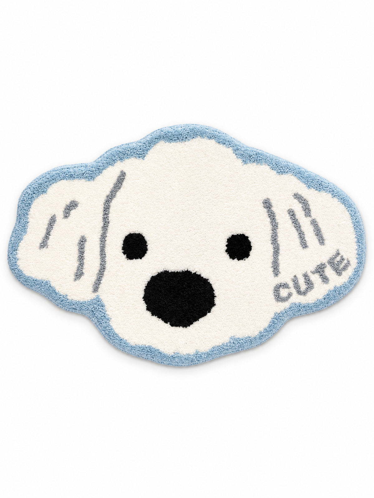 Snowy Puppy Face Shaped Bath Mat on a white background