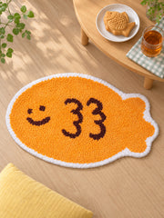 Smiling Orange Fish Shaped Bath Mat — taiyaki afternoon