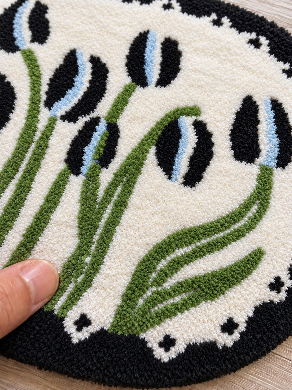 Floral Study Oval Bath Mat - Midnight — surface detail