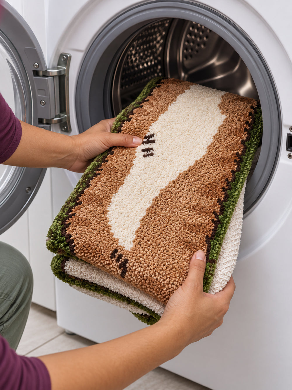 Long Cat Shaped Runner Rug - Brown Tabby — machine wash