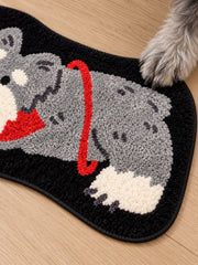 Red-Scarf Schnauzer Shaped Bath Mat — surface detail