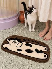 Relaxed Spotted Cat Bath Mat — bathroom scene