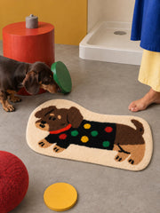 Confetti Sweater Dachshund Bath Mat — bathroom scene