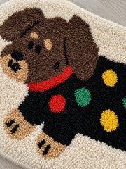 Confetti Sweater Dachshund Bath Mat — surface detail