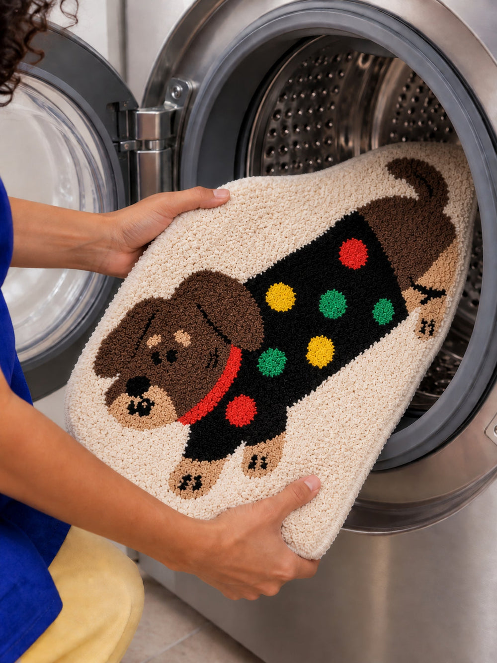 Confetti Sweater Dachshund Bath Mat — machine wash