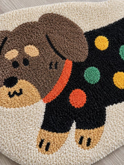 Confetti Sweater Dachshund Bath Mat — surface detail