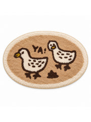 Dotted Duck Duo Oval Bath Mat — white main