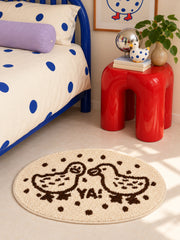 Dotted Duck Duo Oval Bath Mat — Bedside close-up