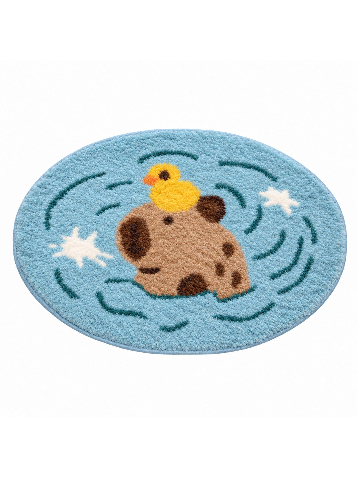 Capybara & Duckling Pond Bath Mat on a white background