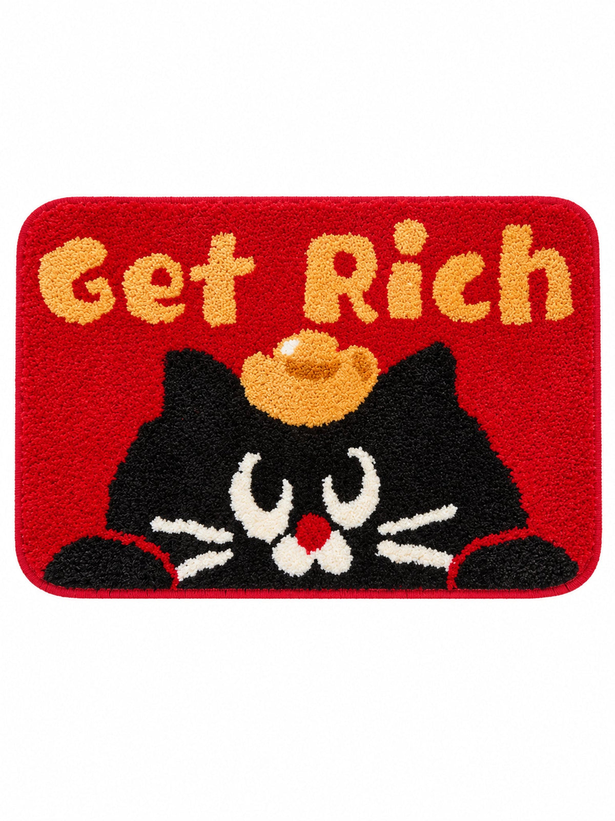 Get Rich Lucky Cat Bath Mat on a white background