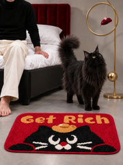 Get Rich Lucky Cat Bath Mat — bedroom scene