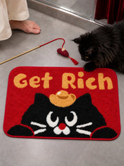 Get Rich Lucky Cat Bath Mat — bathroom context detail