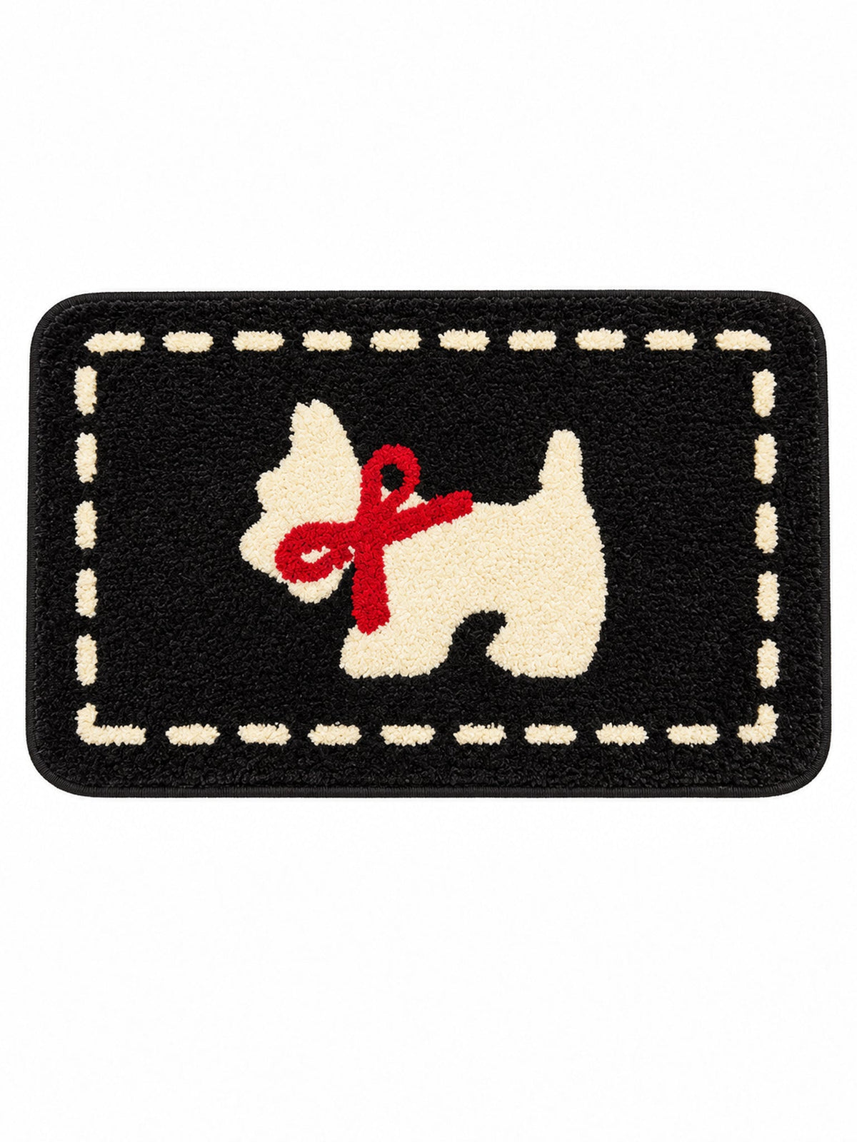 Bowtie Terrier Black & White Bath Mat on a white background
