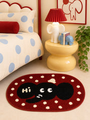 Hello Elephant Polka-Dot Bath Mat — Bedside close-up