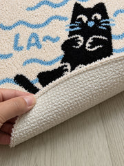 Poolside Black Cat Oval Bath Mat — backing detail