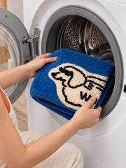 Blue Woof Hound Oval Bath Mat — machine wash