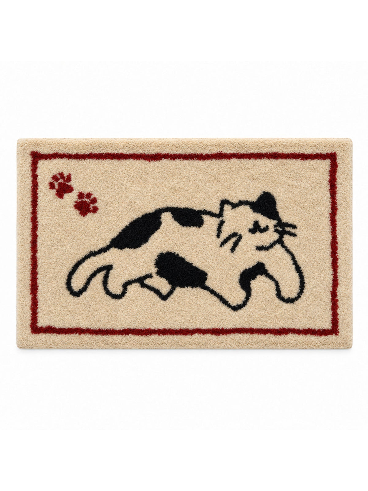 Playful Spotted Cat Framed Bath Mat on a white background