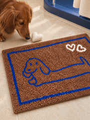 Heartline Dachshund Sketch Bath Mat — bathroom context detail