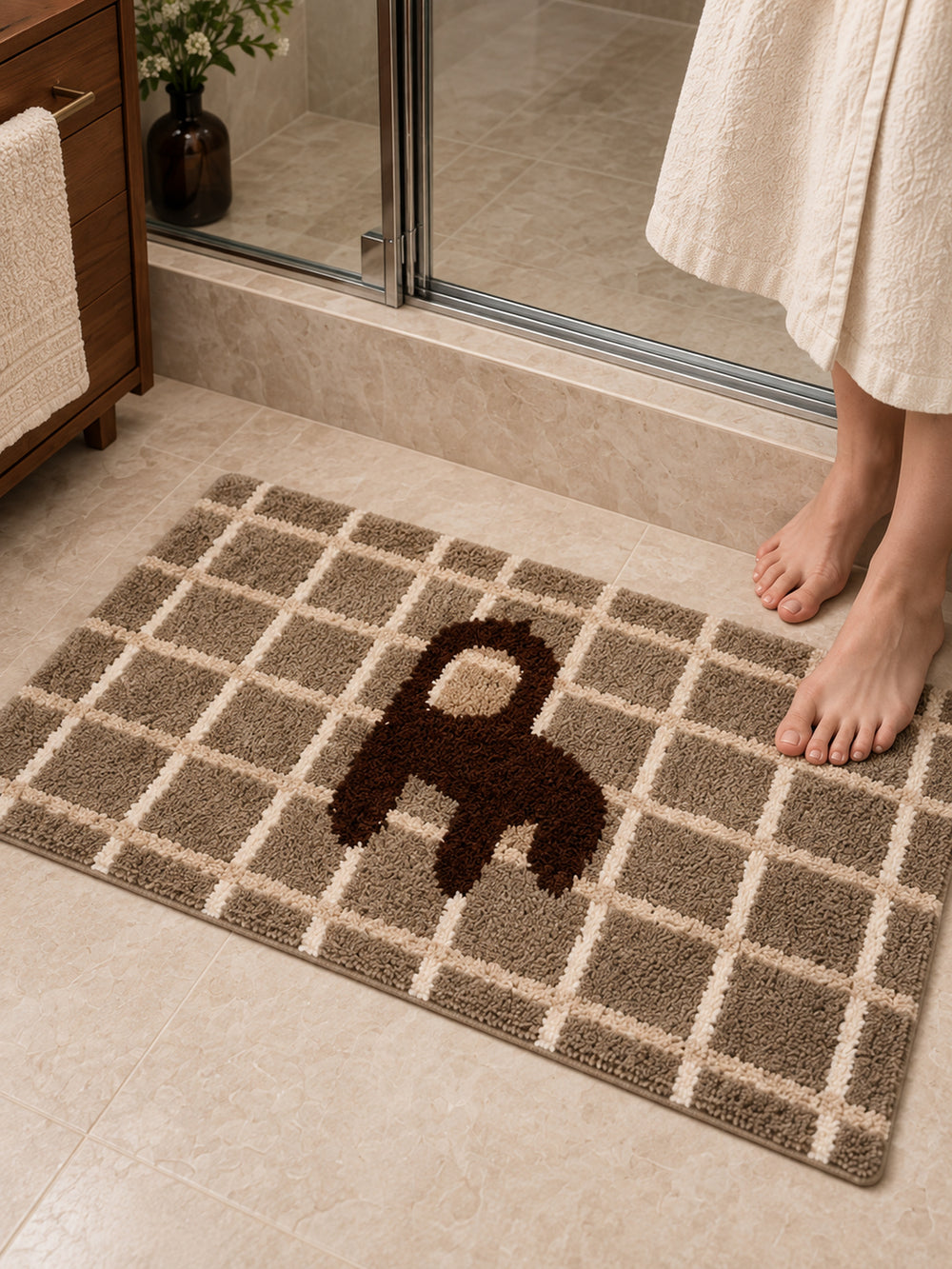 Gridback Chair Graphic Bath Mat — bathroom context detail