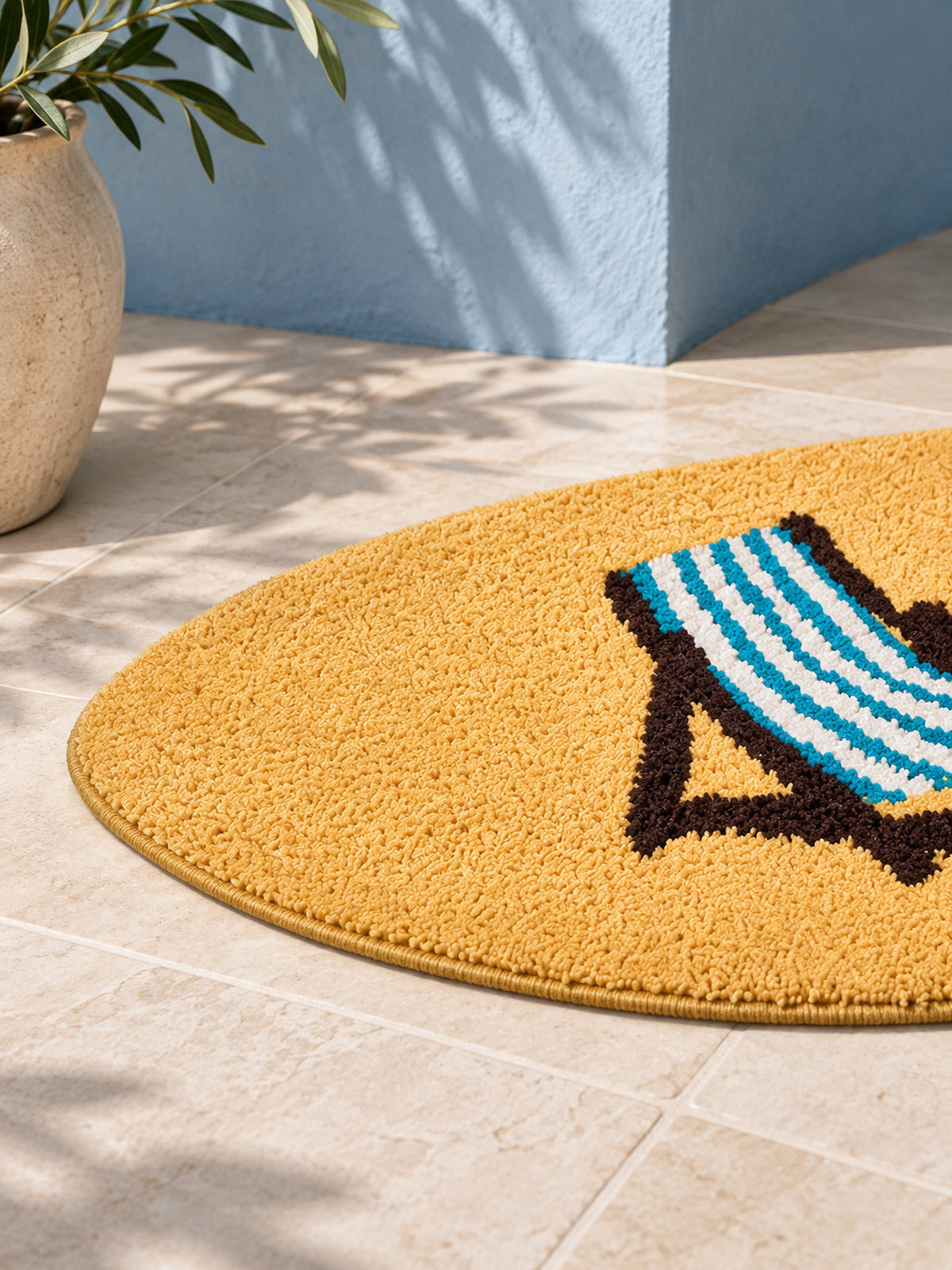 All Day Off Graphic Bath Mat - Blue — sunny edge detail