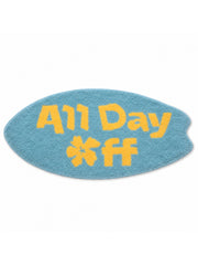 All Day Off Graphic Bath Mat - Blue on a white background
