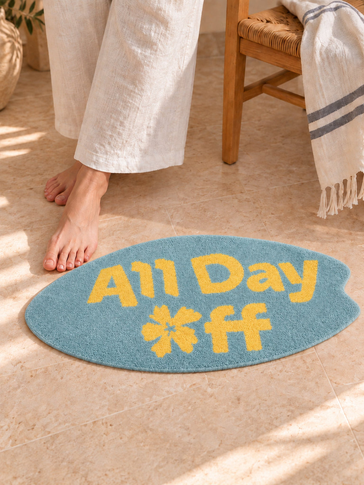 All Day Off Graphic Bath Mat - Blue — clocked out