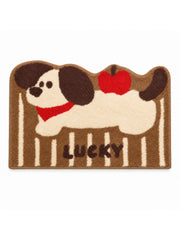 Apple Nap Puppy Striped Bath Mat on a white background