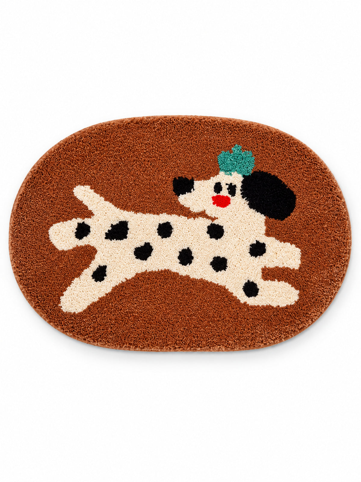 Dashing Dalmatian Oval Bath Mat on a white background