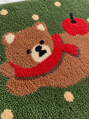 Apple Bear Forest Green Bath Mat — Surface detail