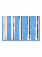 Coastal Pinstripes Blue & Cream Bath Mat on a white background