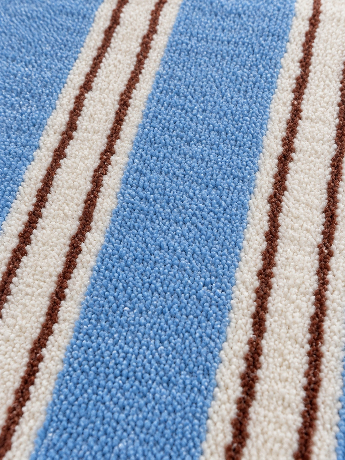 Coastal Pinstripes Blue & Cream Bath Mat — surface detail